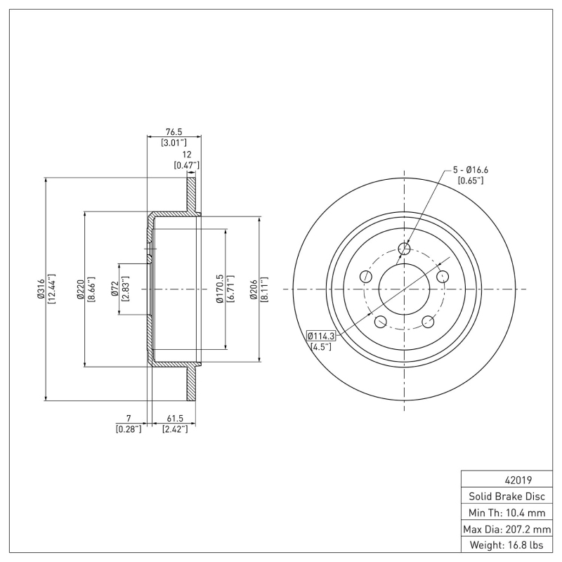 Dodge Nitro Brake Rotor (1) - Rear - R1 Concepts - Plain - `07-`12